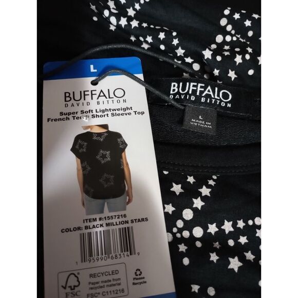 Buffalo David Bitton Shirt Ladies Large Short Sleeve Stars - Picture 5 of 7